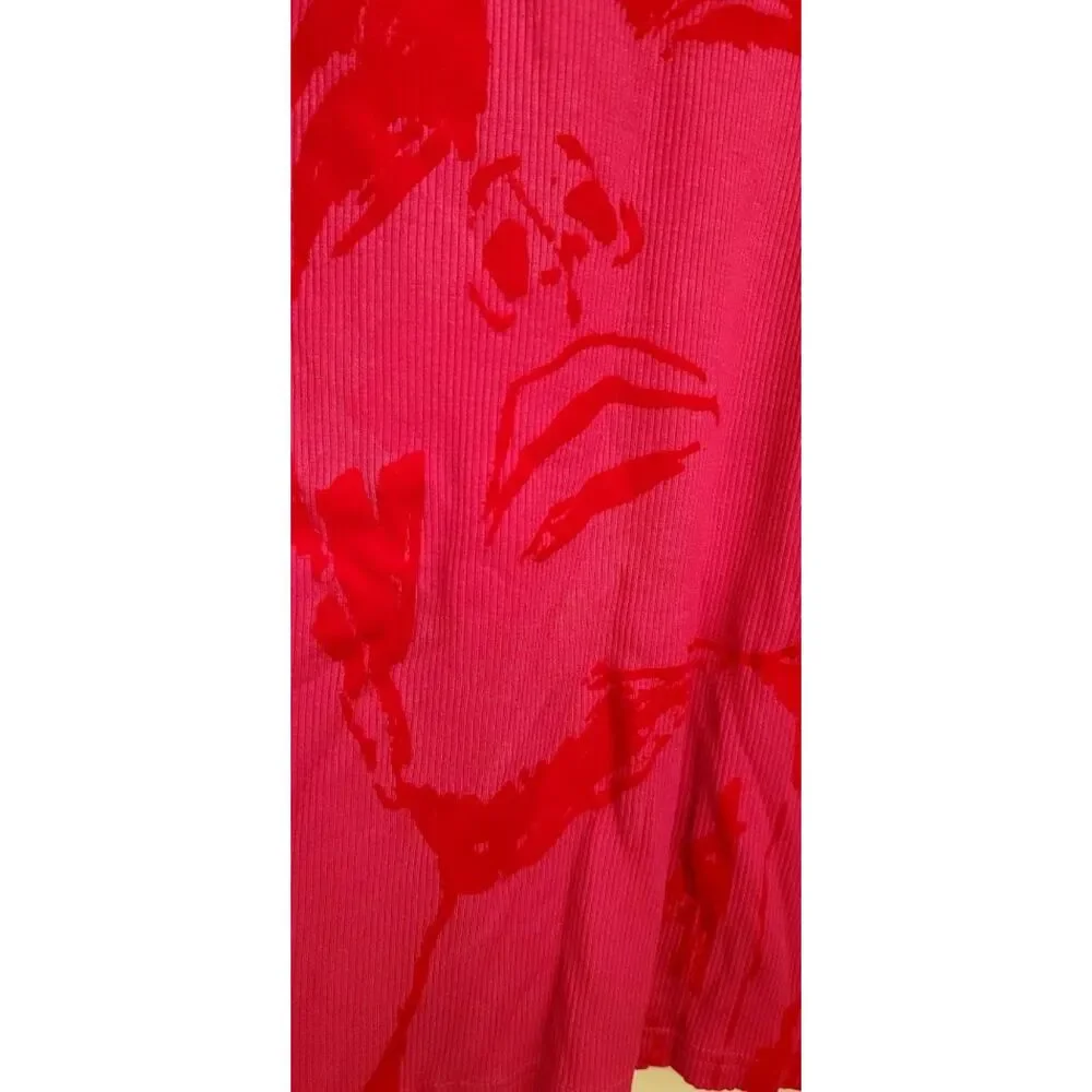 Patrick Church Pink 3D Velvet Face Ribbed Tank Top Gay Pride Circuit Queer Art M